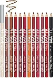 12 Colours Professional Lipstick Lip Liner Makeup Waterproof Matte Lip Liner Pencil Set (12 Pieces/Pack)