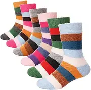 [ANTSANG] Kids Wool Hiking for Toddlers Boys Girls Warm Thick Thermal Crew Boot Heavy Cozy Gift Socks 6 Pairs
