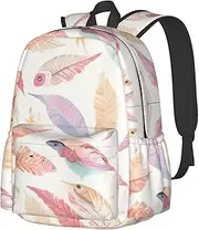 [vacsAX] Coloured feathers School Backpack Rucksack Large Capacity Back Pack with Front Pocket Lightweight School Bags