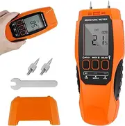 Pin and Pinless Wood Moisture Meter Precise Water Leak Detector Digital Drywall Humidity Tester Battery Operated Self-Test Moisture Sensor with LCD Display for Wood Drywall Concrete(Orange)