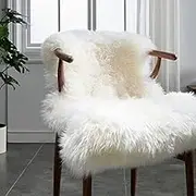 Premium Genuine Sheepskin Rug, Real Australia Wool, Natural Luxury Fluffy Lambskin Area Rug for Bedroom Living Room Sofa Chair Cover (70 X 100 CM, Natural (Ivory Whiite))