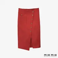 在飛比找momo購物網優惠-【mia mia】門襟不對稱及膝包裙