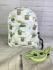 Star Wars Baby Yoda All Over Print Faux Leather Mini Backpack Bag and Coin Purse