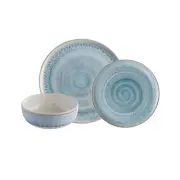Corona 12-piece Blue Tribal Hand-Painted Details Ceramic Dinnerware Sets | Pl...