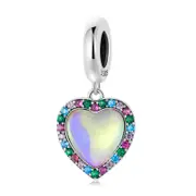 Sterling Silver Glass Heart Hypoallergenic Dangle Charm