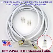 10ft 2Pin 110V Single Color LED Strip Extension Cable 5050/3528/3014/5730/2835 M
