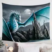 Fantasy Art Cameron Ice Blue Dragon Tapestry