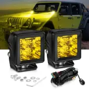 AUXBEAM 2"inch 40W Amber LED Work Light Spot Cube Pods Bar Driving Fog Lamp 3/4"