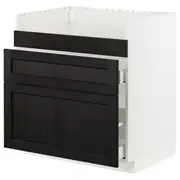 METOD / MAXIMERA base cb f HAVSEN snk/3 frnts/2 drws, white/Lerhyttan black stained, 80x60x80 cm