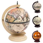 Tabletop Globe Bar Wine Stand Eucalyptus Wood Table Cabinet Brown/Green vidaXL