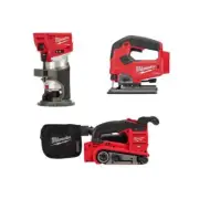 Milwaukee Compact Router 18V Li-Ion Brushless Cordless w/ Jig Saw + Belt Sander