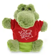 DolliBu I LOVE YOU Super Soft Plush Alligator Hand Puppet with Red Shirt 9"