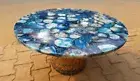 Blue Agate Stone Coffee Table Top, Side , Corner, Office Slab Top, Agate Decors