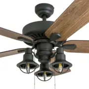 52" Ceiling Fan + Remote Nautical Steampunk Light Rustic Farmhouse Lodge Cabin