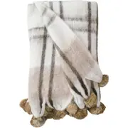 LVD Throw Soft Tartan Coffee Pom Pom Decorative Home/Lounge Decor 130x170cm