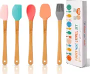 KSENDALO Silicone Small Spatulas Set of 5, Rubber for Scraping, Cooking, Baking