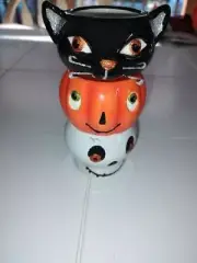 Hallmark Halloween pumpkin, cat and skeleton Candle Holders Style Set Of 3