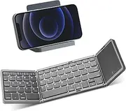 Foldable Keyboard with Trackpad, Portable Bluetooth Keyboard with Touchpad for iOS, Android, Windows Mac Linux PC iPad, Rechargeable Wireless Folding Keyboard Up to 3 Devices [Grey]