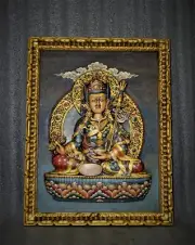 26" Handmade Tibetan Guru Padmasambhava wall-hanging mandala with wooden frame
