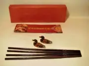 NEW GIFT SET PAIR WEIFANG MAHOGANY SILVER INLAY CHOPSTICKS & DUCK RESTS CATALOG