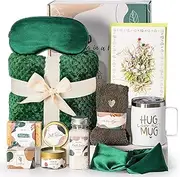 Self Care Gift Basket for Women Birthday Relaxing Spa Set Gifts with Luxury Flannel Blanket Sympathy Care Package Get Well Soon Thinking of You for Mom Wife Sister Best Friend Grandma