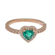 NEW 100% Authentic PANDORA 14K Green Sparkle Elevated Heart Ring 188421C03