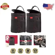 Hanging Car Trash Bin 2-Pack - 2.5 Gallon Capacity, Black with Red Stitching