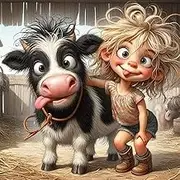 CLYCTIP 5D Cow Diamond Art Kits for Adults, DIY Girl and Cow Diamond Painting Kits for Beginners, Cartoon Animal Diamond Painting (30 * 30cm) (282)