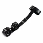 PU Leather Wrist cuffs Neck collar Hand Cuffs Slaves Restraint Binding harness