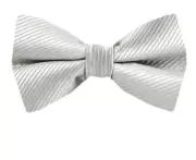 Men's 100% Silk Designer Self Tie Corded Bowtie Silver - NWT