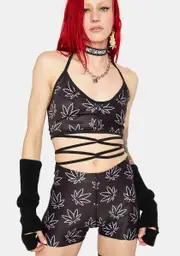 [Too Fast] Purple Weed Shorts Set