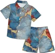 [Caihoyu] Big Boy Hawaiian Button Down Shirts and Shorts Set Baby Boy Clothes Summer Clothes Set