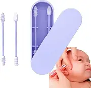 Ear Cleaner Stick | Cotton Swabs, Reusable for Ears | BPA Safe Extra Soft Kids Safety Swabs with Thin Tips, Silicone Toddler
