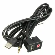 3.5mm Car Boat Audio USB AUX Adapter Dash Flush Mount Panel With 1.5M Cable E