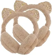 WOFASHPURET Girls Women's Winter Earmuff Plush Cat Ear Ear Warmers Thermal Outdoor Ear Cover Set
