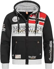 [Geographical Norway] Flyer Men's Sweat Jacket with Hood, Patches