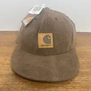 Carhartt A16CHT SnapBack Hat Cap New NOS Brown Leather Patch Vintage Made In USA