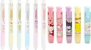 6 Pcs Mechanical Pencils with 5 Pcs Retractable Eraser, Cute Eraser Pencil, Cartoon Creative Stationery Supplies for Girls
