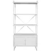 LVD Bookshelf Nantucket Wood/Metal 2-Door Drawer Home Furniture 200cm White
