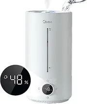 MIDEA Air Humidifier for Bedroom Large Room, 4.5L Ultrasonic Cool Mist Humidifier with Adjustable Humidity Control, 99.9% Anti-Bacterial, Top Fill, Auto Shut Off, Quiet Sleep Mode (AU Adapter)