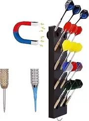 YYST Magnetic Dart Holder/Stand/Caddy/Display/Rack/Wall Mount - Hold 15 Steel or Soft Tip Darts – Black W Rubber Coated Magnets