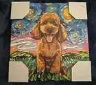 Poodle Apricot Van Gogh Starry Night Stretched Canvas Wall Art Print NEW