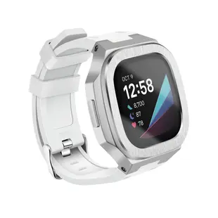 Fitbit Versa 3 橡膠錶帶金屬擋板保護帶, 適用於 Fitbit Sense 修改套件套裝