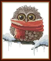 Cross Stitch Kits, Awesocrafts Owl Scarf Cute Winter Easy Patterns Cross Stitching Embroidery Kit Supplies (Owl 4, Counted)