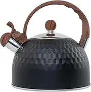 Whistling Tea Kettle Stovetop, 85 OZ / 2.5 Liter Stainless Steel Stove Gas Induction Teapot, Quick Heating Automatic Whistle Teapot Stove Teapot Stove Teapot, Black