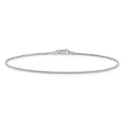 14K Solid White Gold 1mm Parisian Spiga Wheat Link Chain Anklet Bracelet