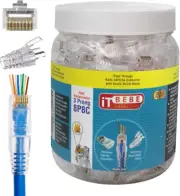 ITBEBE 100/100 RJ45 Cat5 Cat5E Pass through Connectors for 24 AWG Cables - 100 C