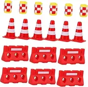 Abaodam 36pcs Educational Traffic Cones and Fences for Fun Learning Tools for Ages Traffic Signs Playset for Cognitive Development and Understanding