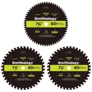 Circular Saw Blades 7 1/4 Inch – 3 Pack | ATB 40 Tooth & 60 Tooth | Carbide T...