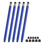 5 Pcs Stylus Pens for Touch Screen, 2 in 1 Universal Capacitive Stylus, Blue
